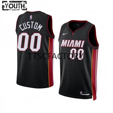 Kinder NBA Miami Heat Trikot Benutzerdefinierte Nike 2022-23 Icon Edition Schwarz Swingman